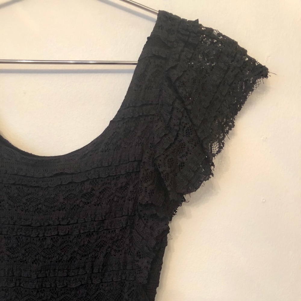 H&M black lace mini dress w/ all over ruffles - Picture 2 of 3